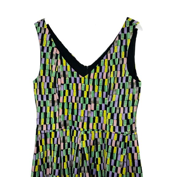 Calvin Klein Deep Front & Back V Neckline Fit & Flare Dress Multi-Color Size 12 - Picture 8 of 8